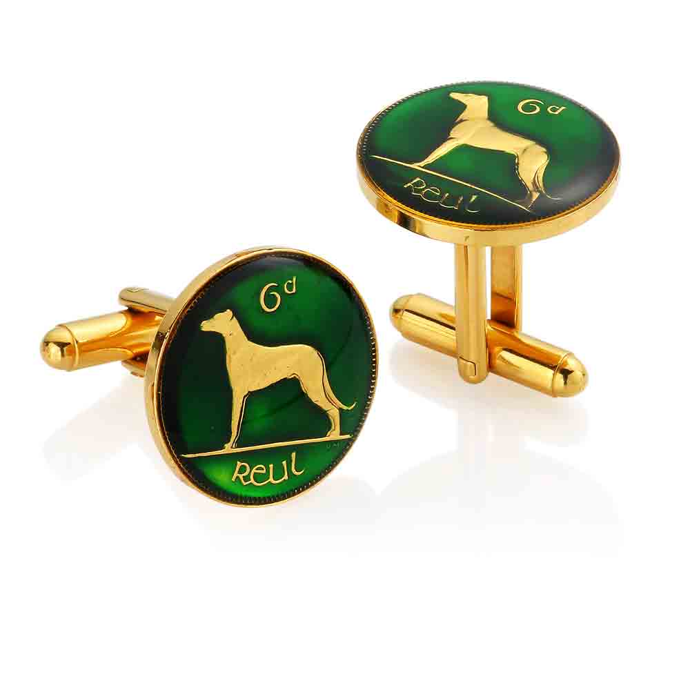 Irish Sixpence - Enamelled Coin Cufflinks