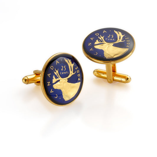 Canadian 25 Cent - Enamelled Coin Cufflinks