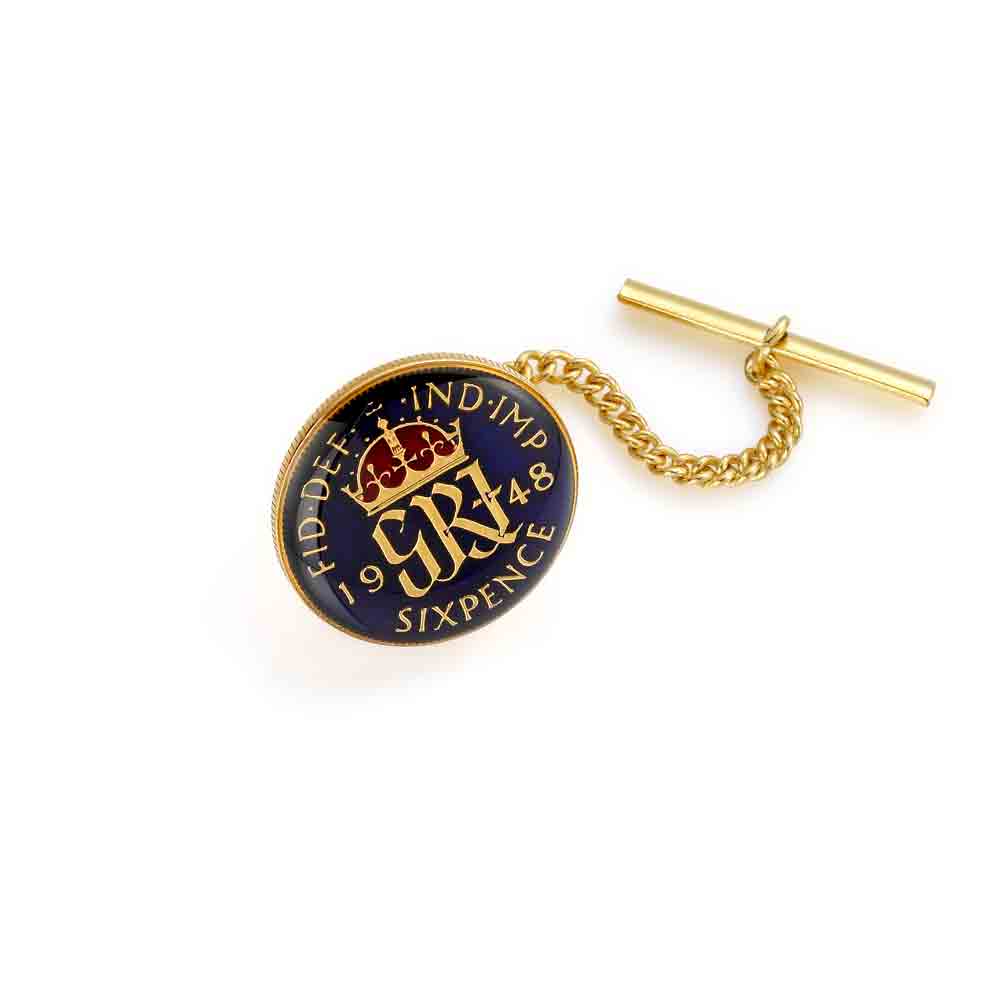 George VI Sixpence (1937-1952) - Enamelled Coin Tie Pin