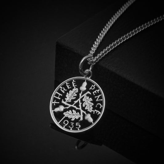 George V Threepenny (1928-1936) - Acorn Design - Cut Out Coin Necklace