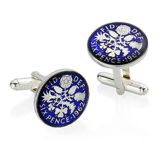 Sixpence (1953-1967) - Enamelled Coin Cufflinks