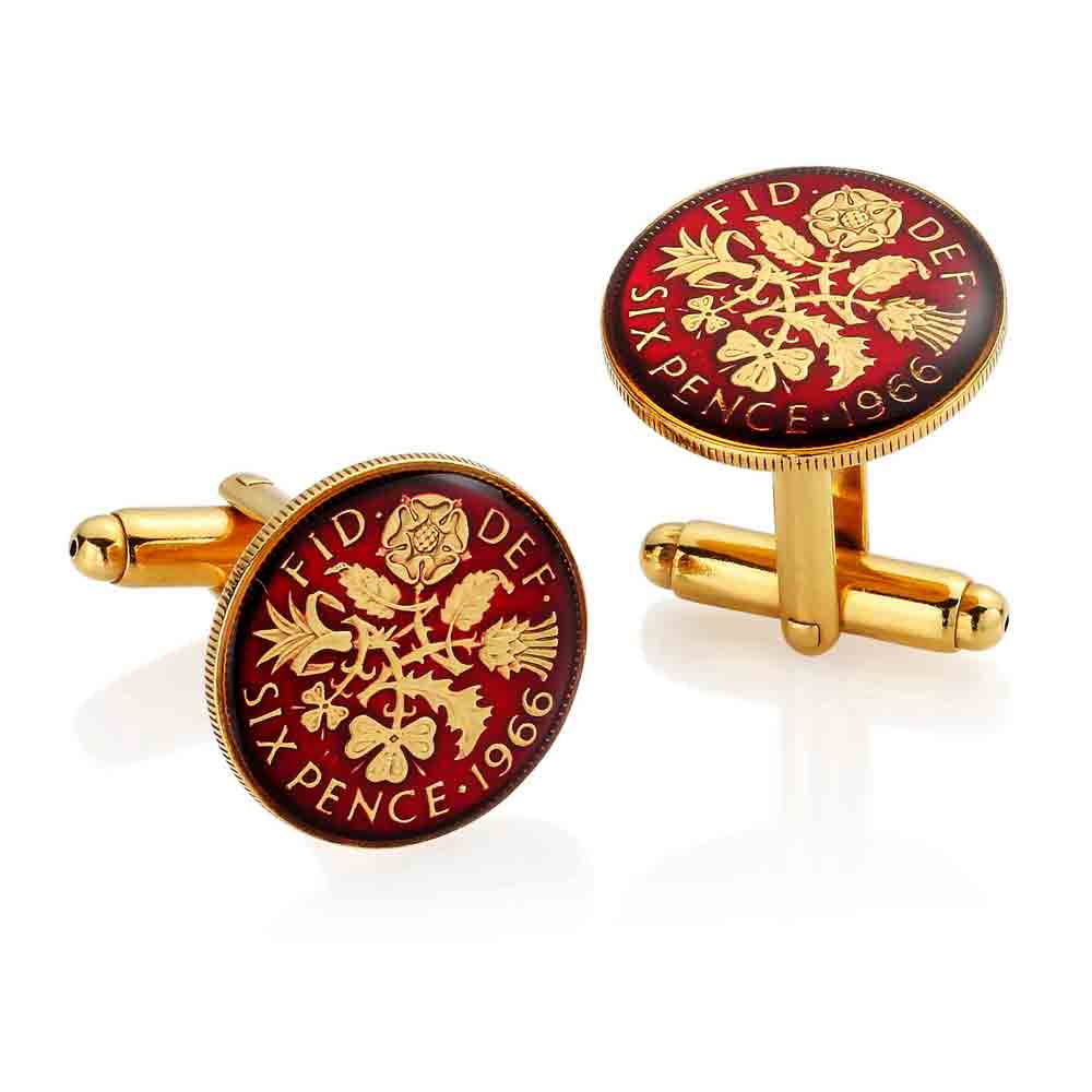 Sixpence (1953-1967) - Enamelled Coin Cufflinks