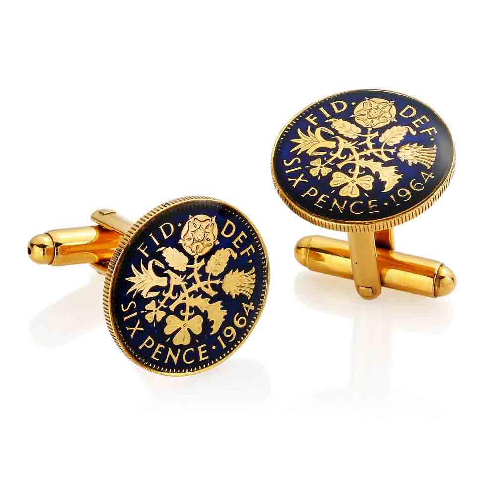 Sixpence (1953-1967) - Enamelled Coin Cufflinks