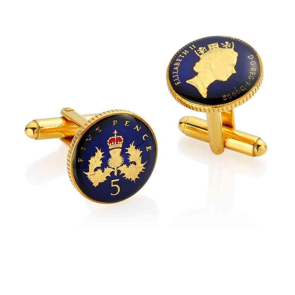 Five Pence (1990-2007) - Enamelled Coin Cufflinks