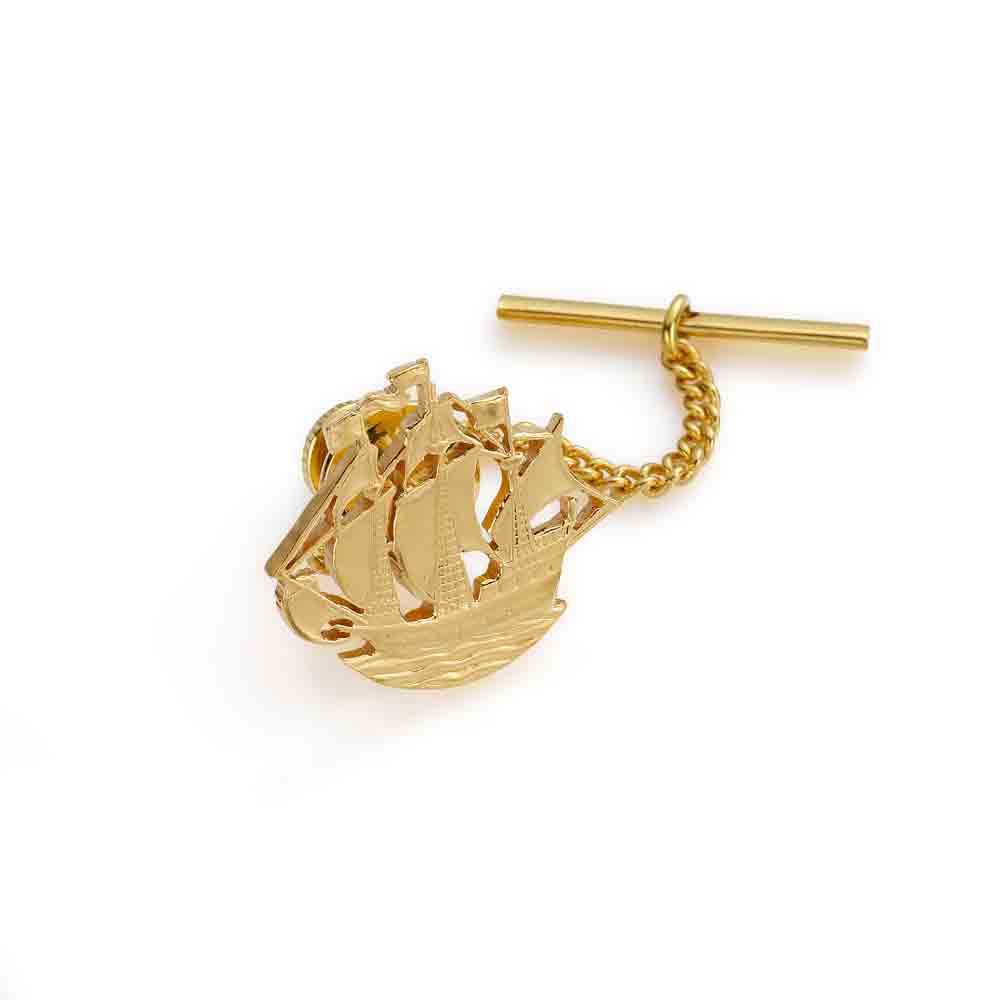 Halfpenny Ship - Cut Out Coin Tie Pin
