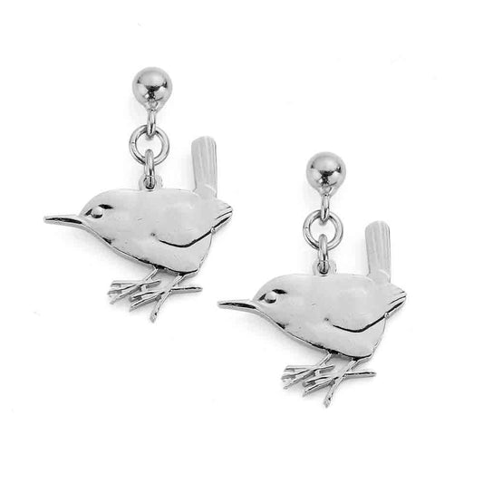 Centre of a Wren Farthing - Cut Out Coin Earrings