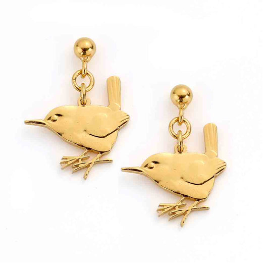 Centre of a Wren Farthing - Cut Out Coin Earrings