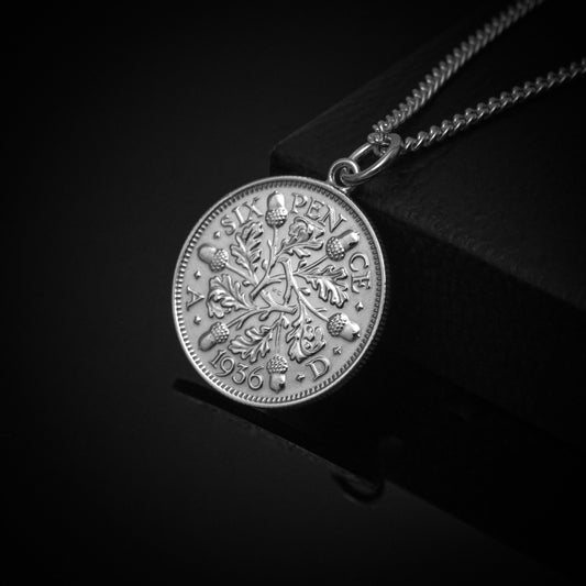 George V Sixpence - Acorn Design - Plated Coin Necklace