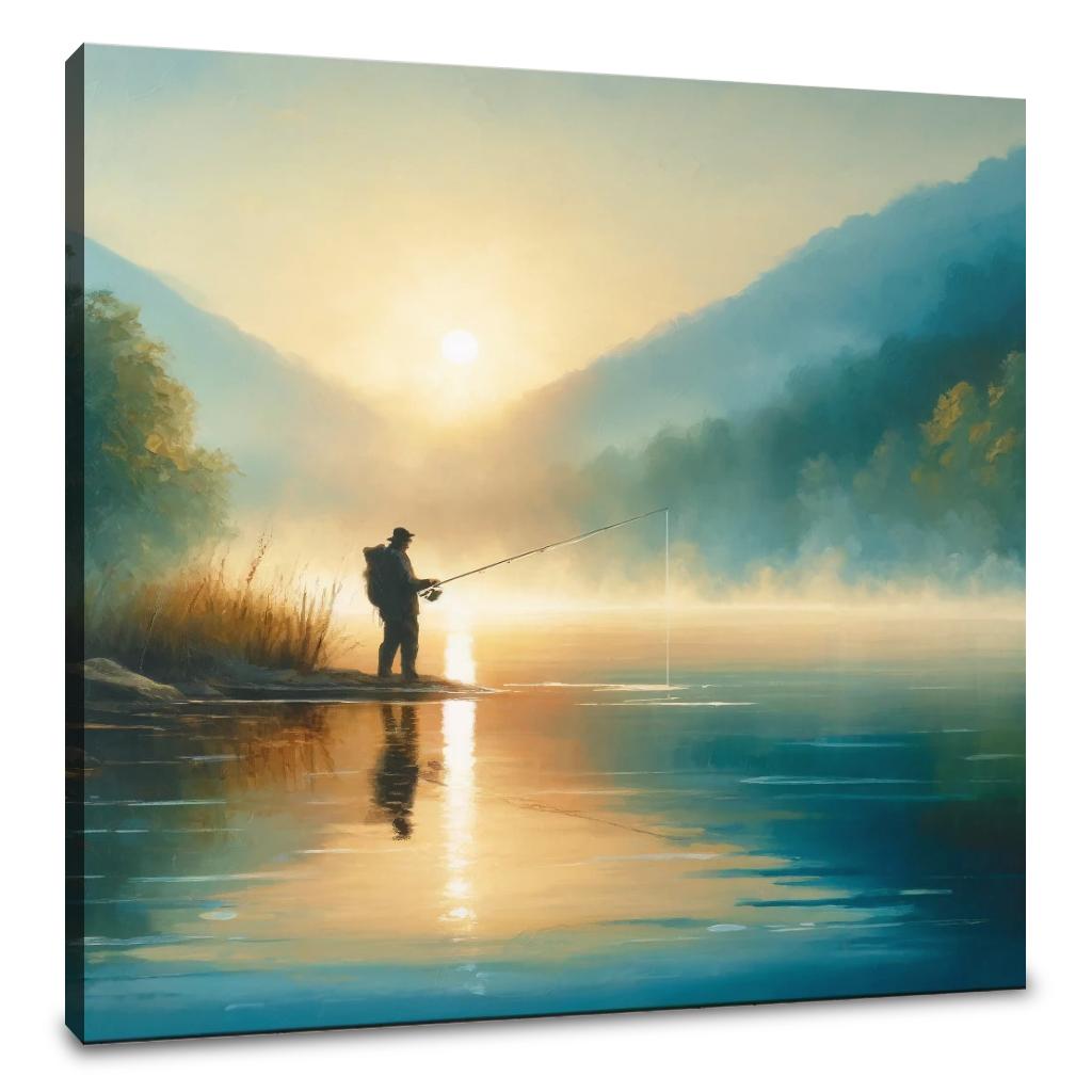Tranquil Dawn Fishing Canvas