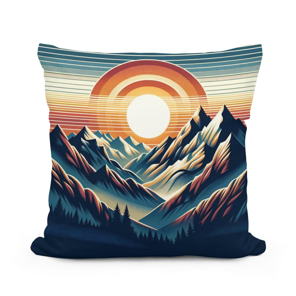 Sunset Majesty: Mountain Panoram Cotton Cushion
