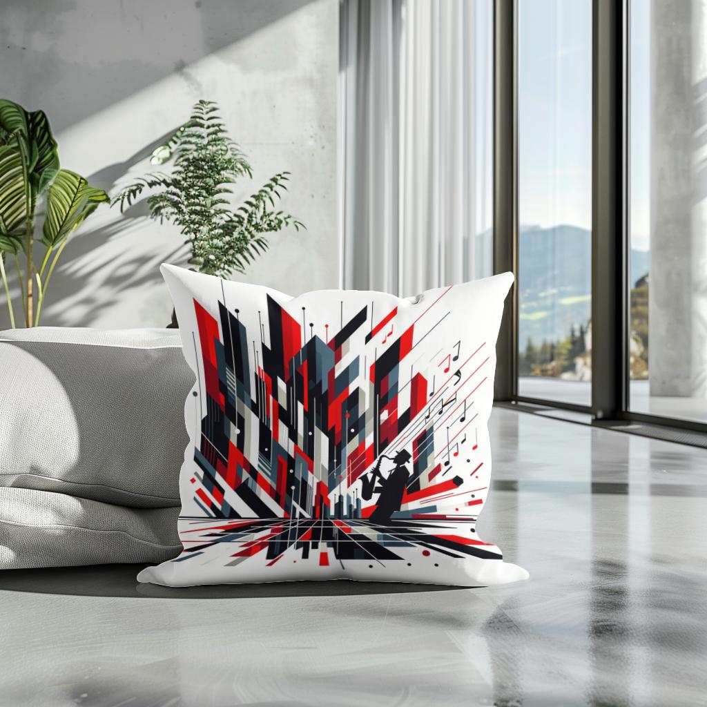 Rhythmic Jazz Geometry Cotton Cushion