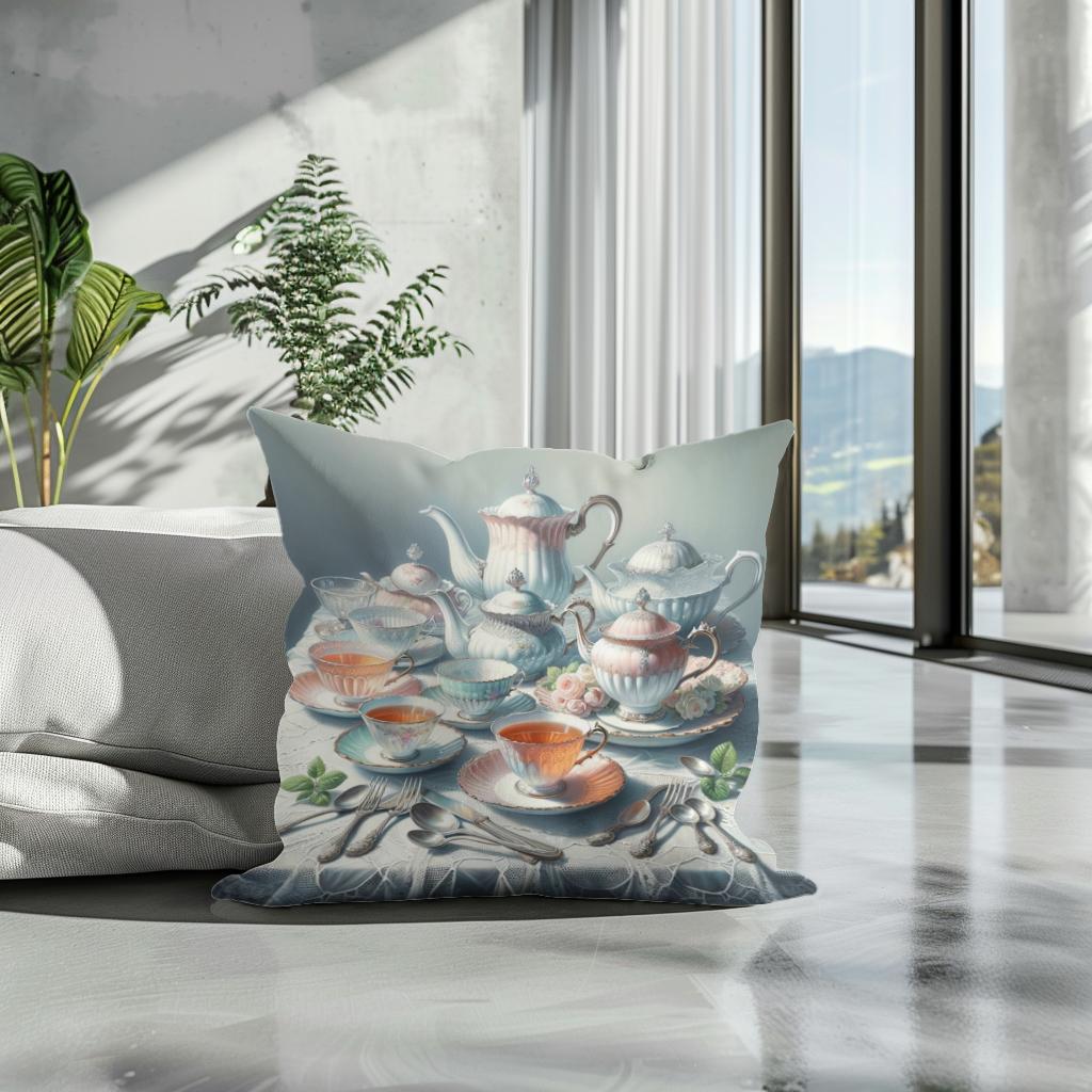 Timeless Tea Time Cotton Cushion