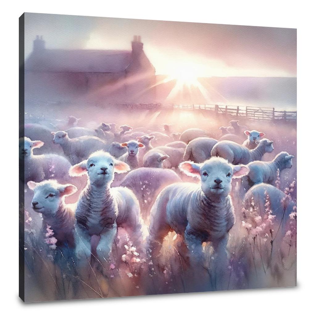 Dawn's Gentle Lambs Canvas