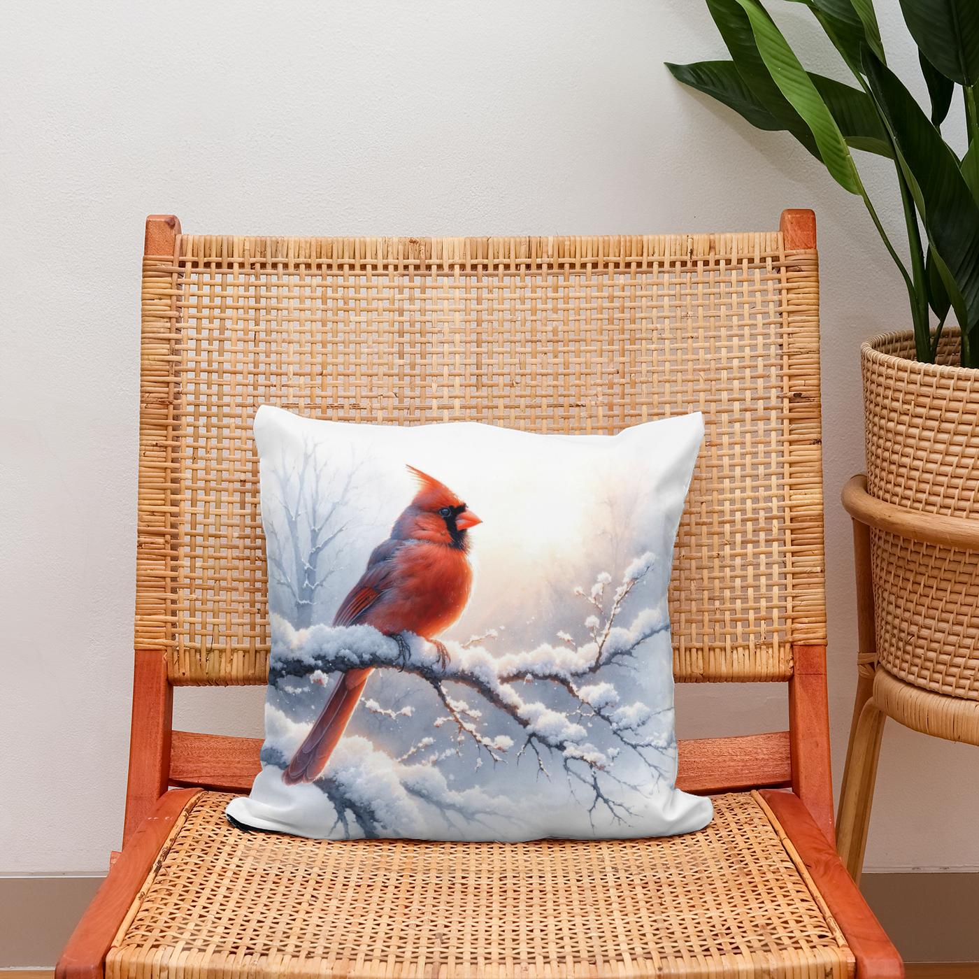 Cardinal's Winter Morning Cotton Cushion