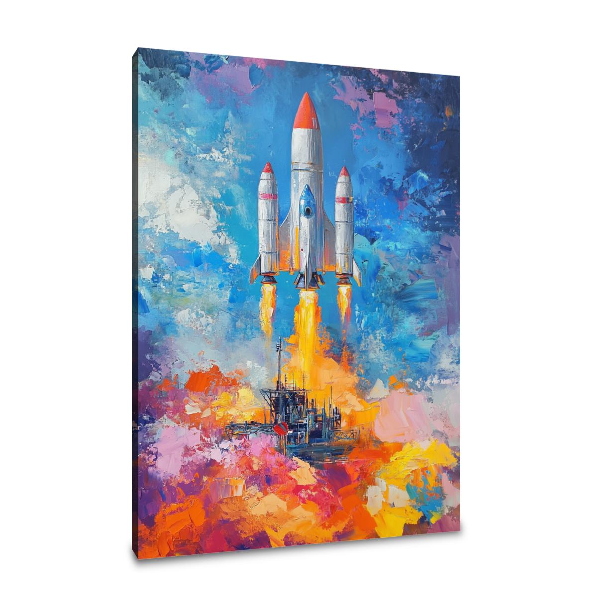 Whimsical Rockets Canvas