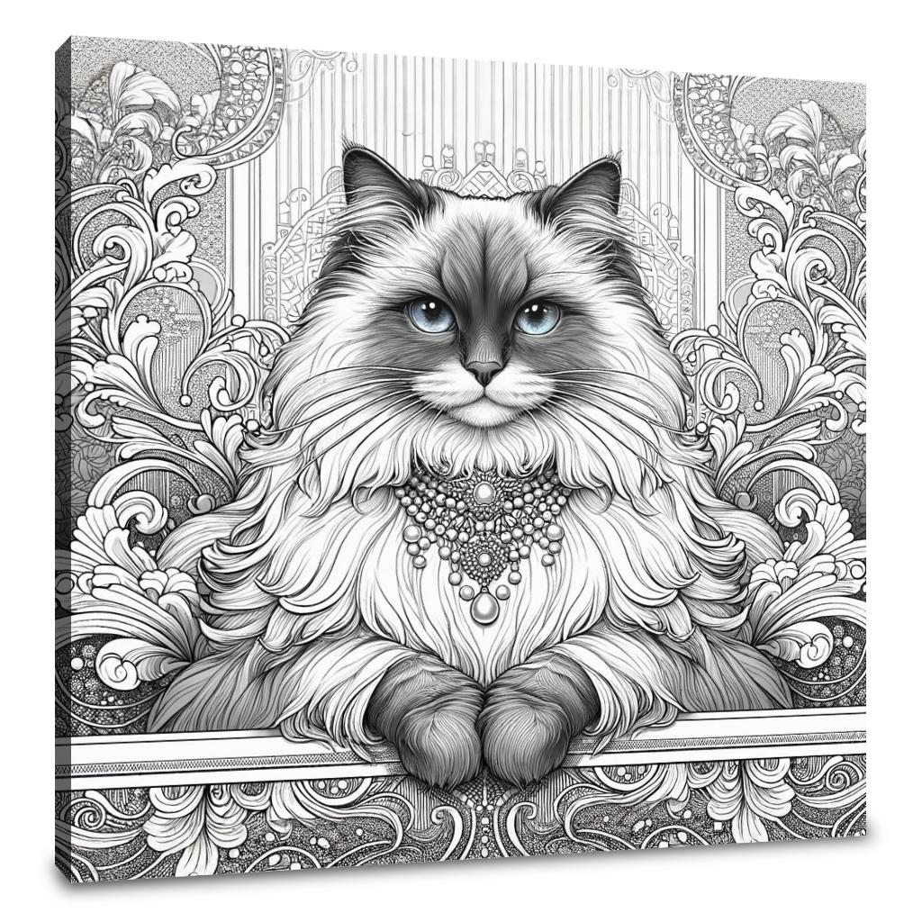 Glamour Ragdoll Line Art Canvas