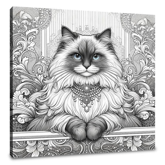 Glamour Ragdoll Line Art Canvas