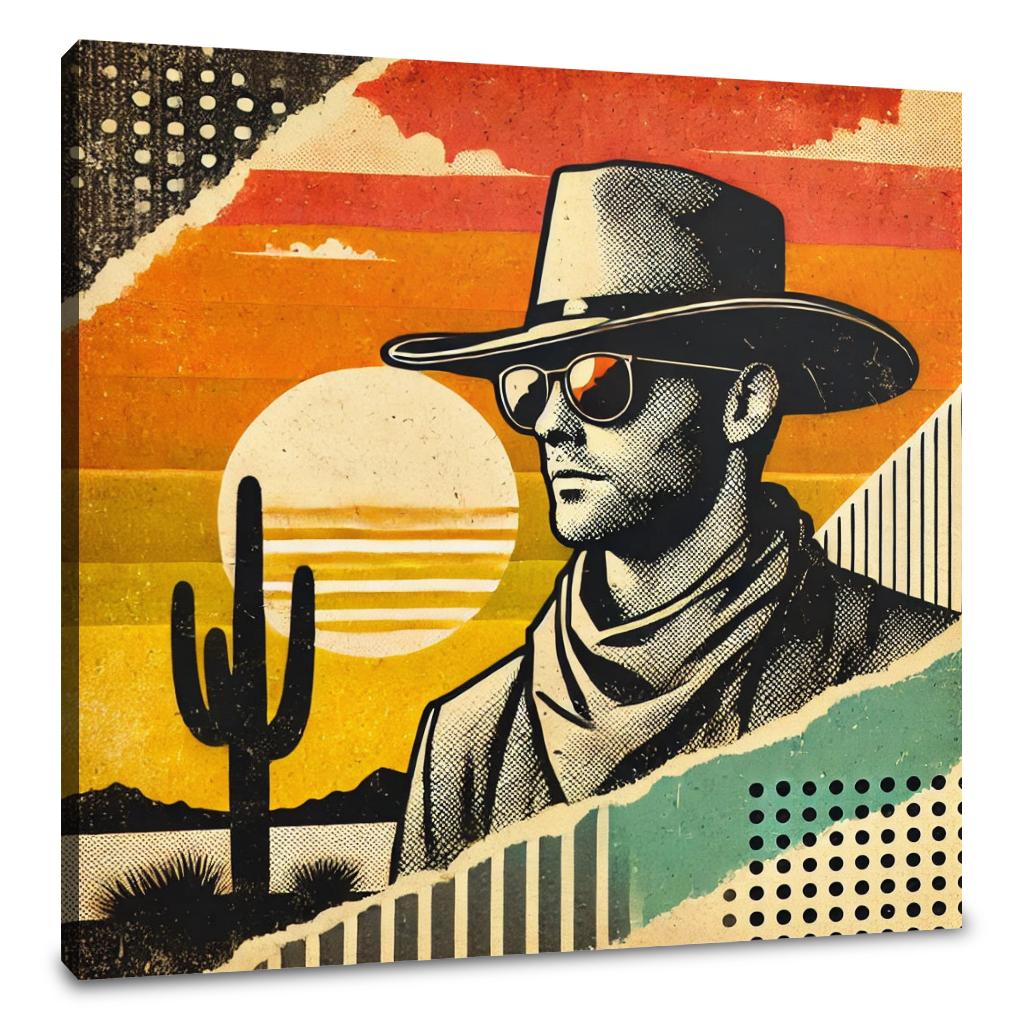 Desert Sunset Cowboy Canvas