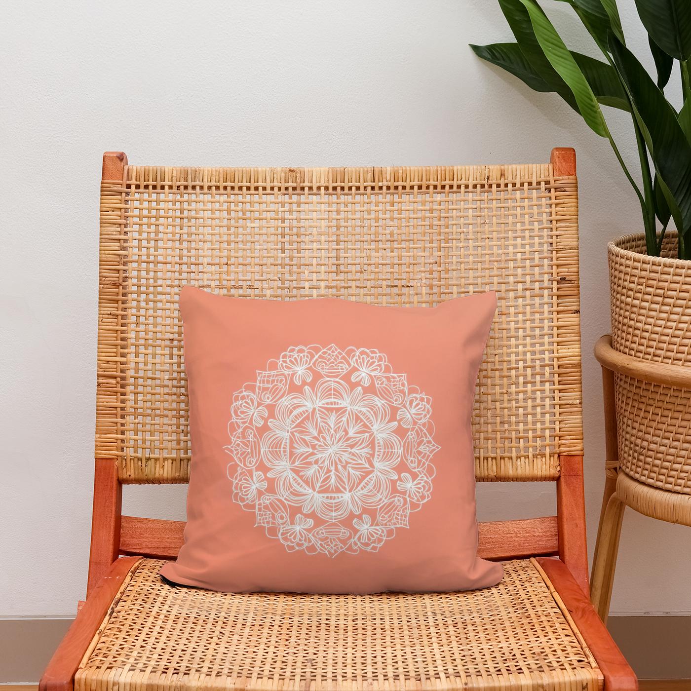 Coral Mandala Cotton Cushion