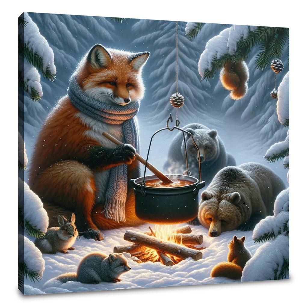 Solitary Winter Fox Canvas