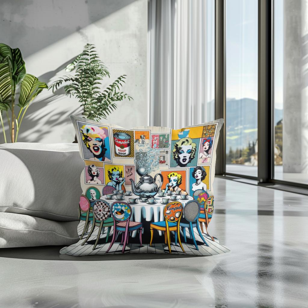Modern Pop Tea Party Cotton Cushion