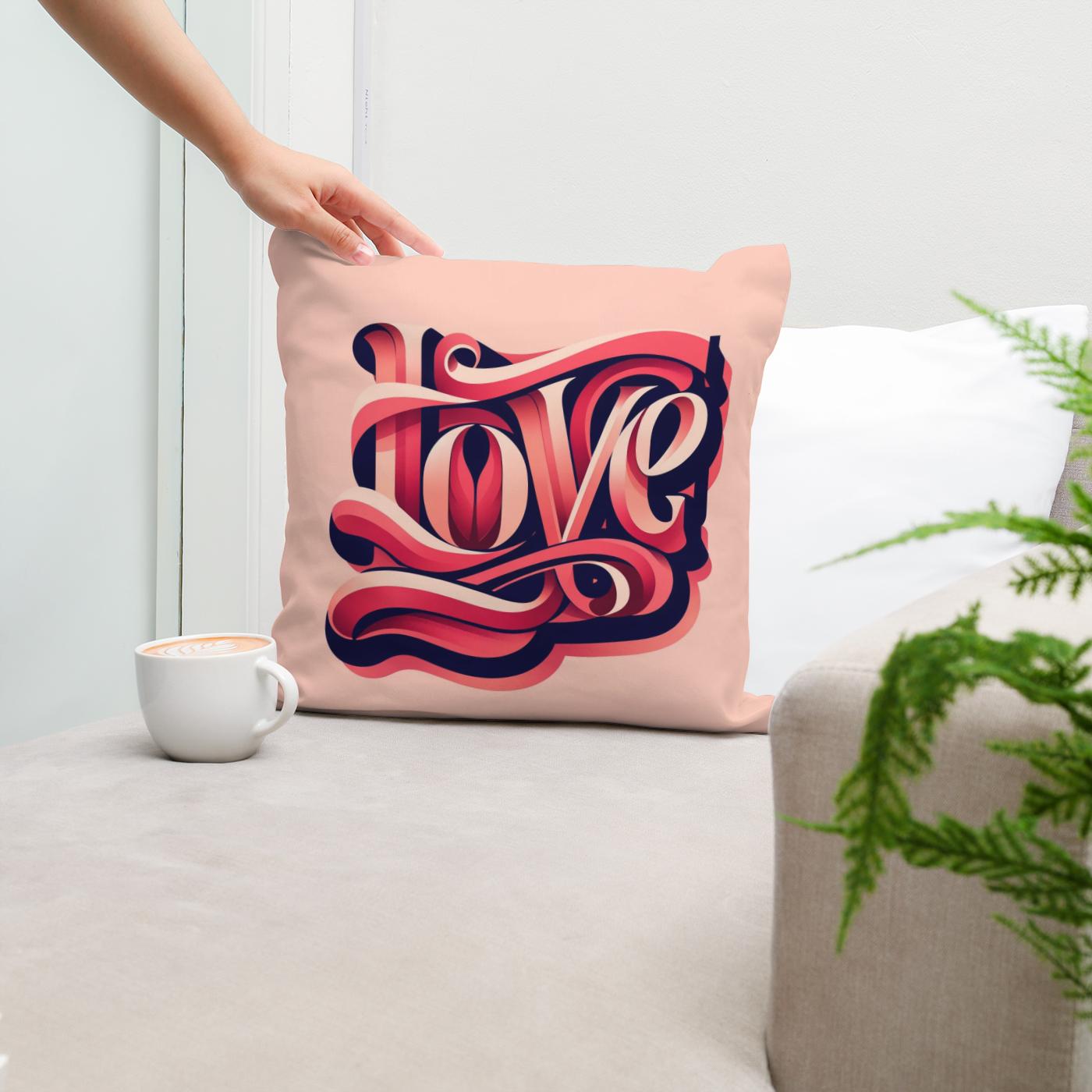 Typography Love Cotton Cushion