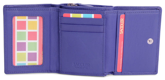 SADDLER CARLA Handmade Leather Compact Trifold Purse – RFID Protected | 5 Card Slots, ID Window & Zipped Coin Pocket | Gift Boxed