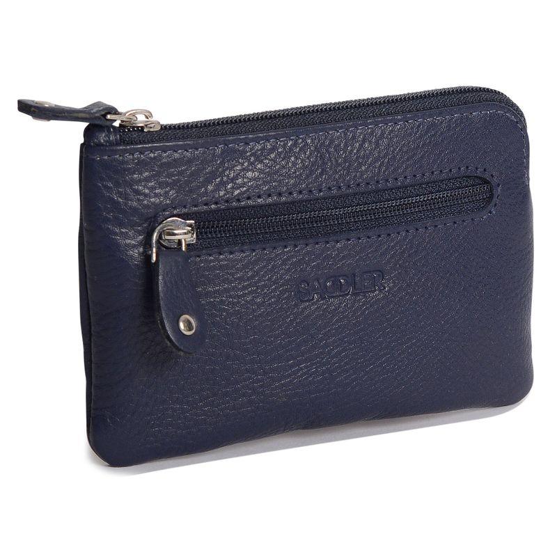 Compact Leather Coin & Card Purse "Ellie" – Handmade by Saddler | RFID Protected & Gift Boxed | With Front Zip Pocket & Key Holder