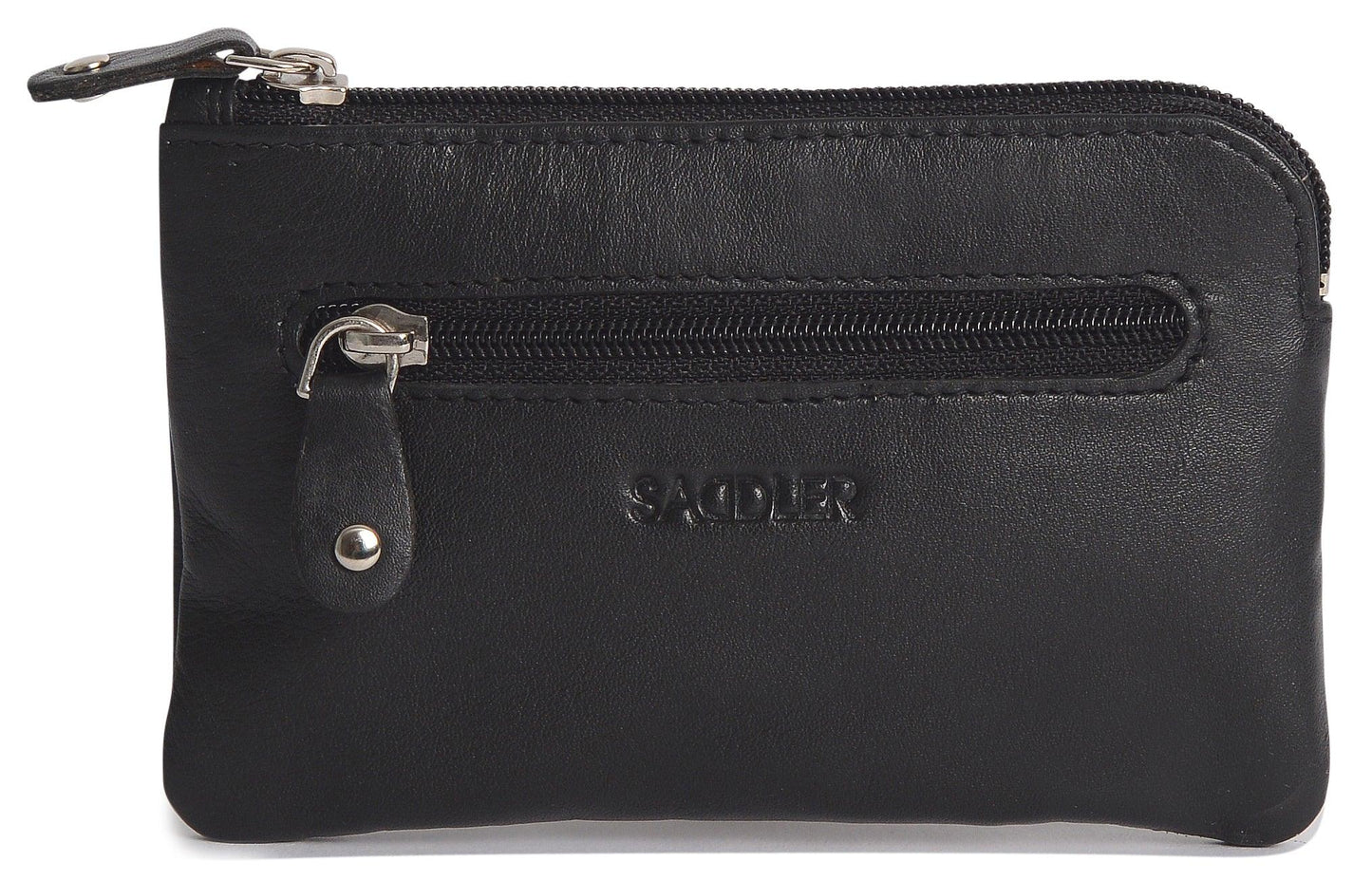 Compact Leather Coin & Card Purse "Ellie" – Handmade by Saddler | RFID Protected & Gift Boxed | With Front Zip Pocket & Key Holder