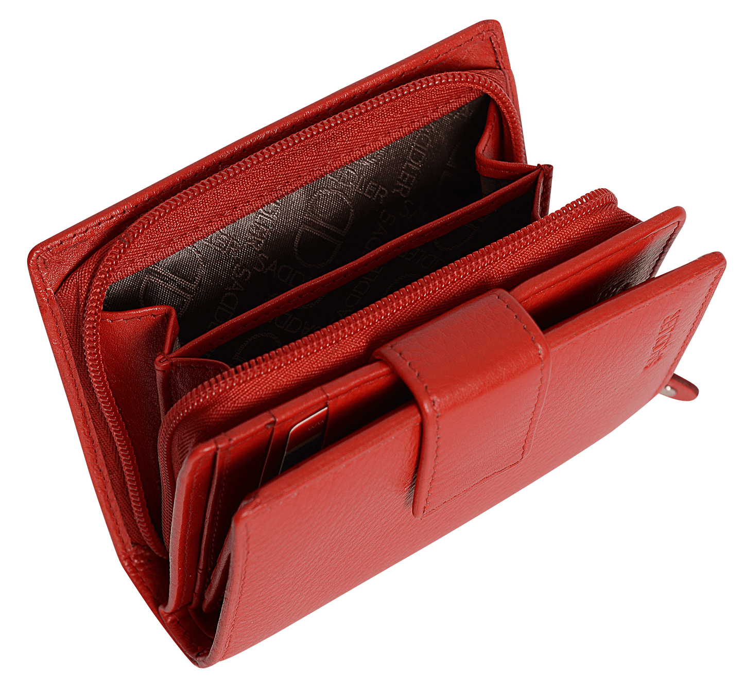 SADDLER EMILY Handmade Leather Mid-Size Wallet – RFID Protected | 10 Card Slots, Secure Tab Closure & Zipped Coin Pocket | Gift Boxed