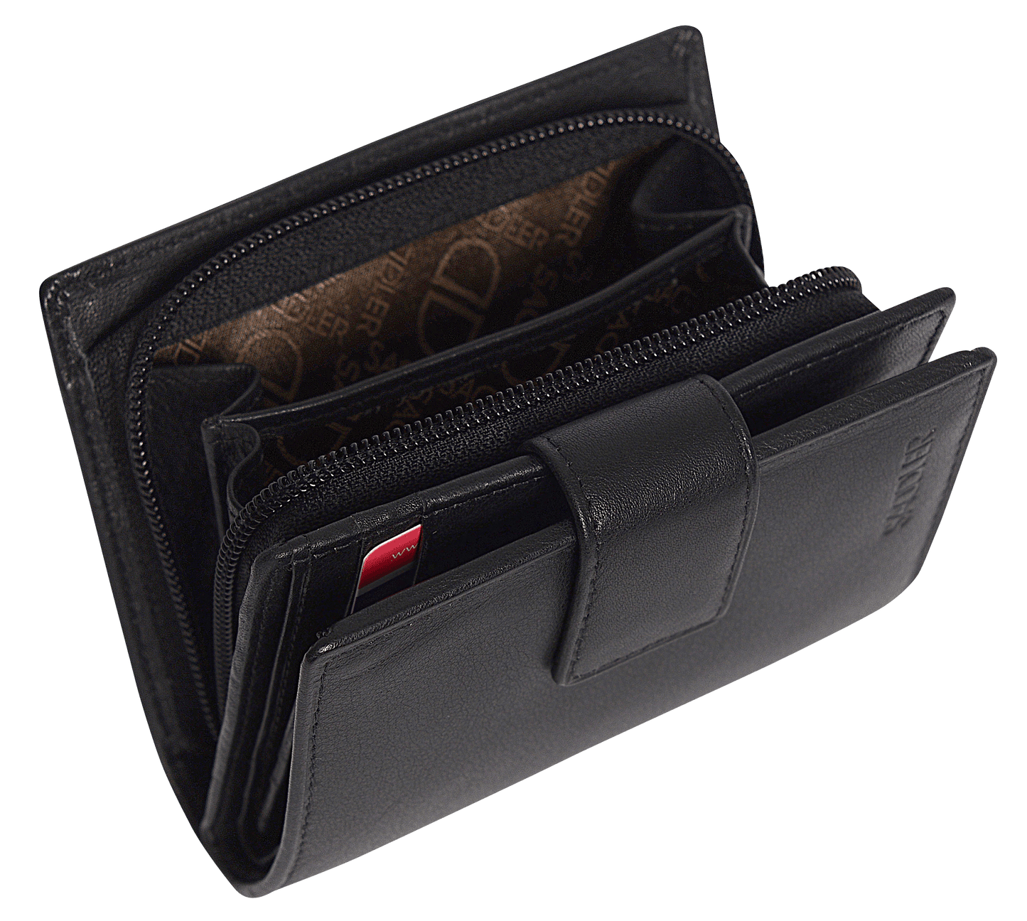 SADDLER EMILY Handmade Leather Mid-Size Wallet – RFID Protected | 10 Card Slots, Secure Tab Closure & Zipped Coin Pocket | Gift Boxed