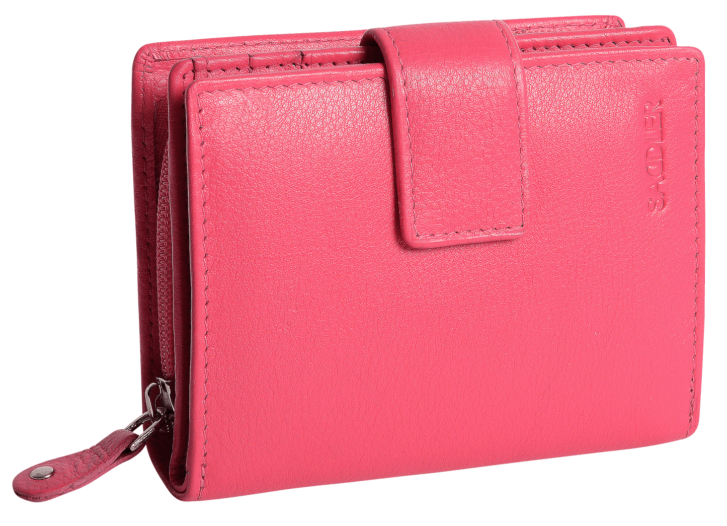 SADDLER EMILY Handmade Leather Mid-Size Wallet – RFID Protected | 10 Card Slots, Secure Tab Closure & Zipped Coin Pocket | Gift Boxed