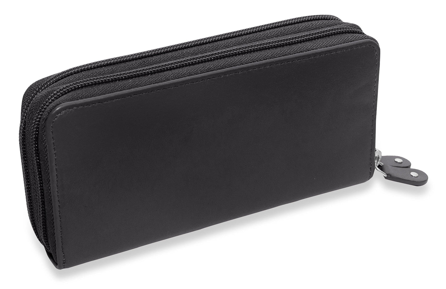 SADDLER GABRIELLA Leather Double Zip Around Purse - 8 Card Slots, Phone Pocket, and Coin Purse - RFID Protected