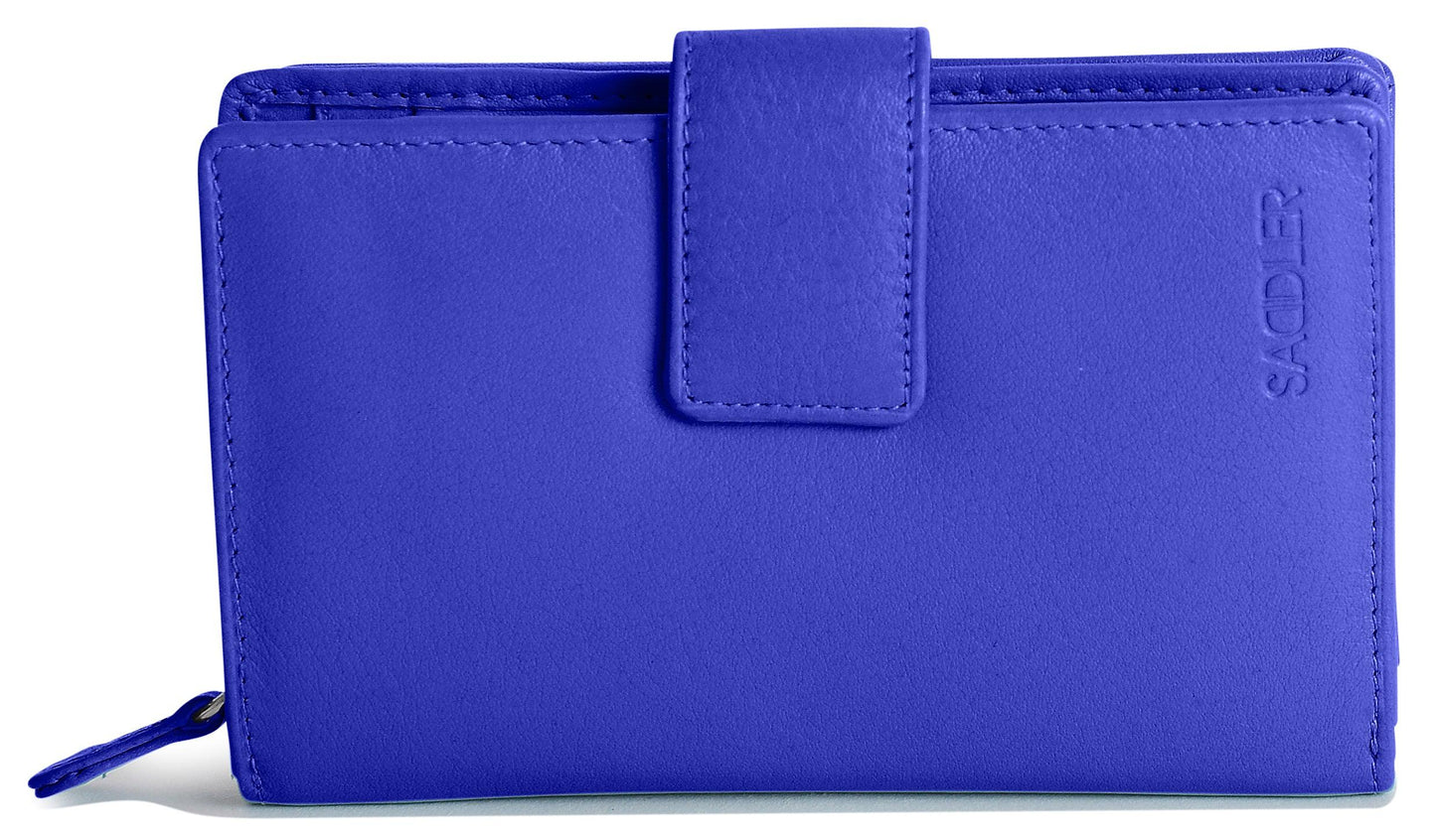SADDLER GEORGIE Leather Double-Sided Purse - 13 Card Slots, Generous Space for Notes and Coins - RFID Protected