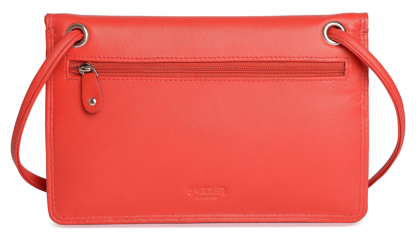 SADDLER ISABELLE Leather Slimline Crossbody Bag - Adjustable Strap, Multiple Pockets, Magnetic Closure - RFID Protected