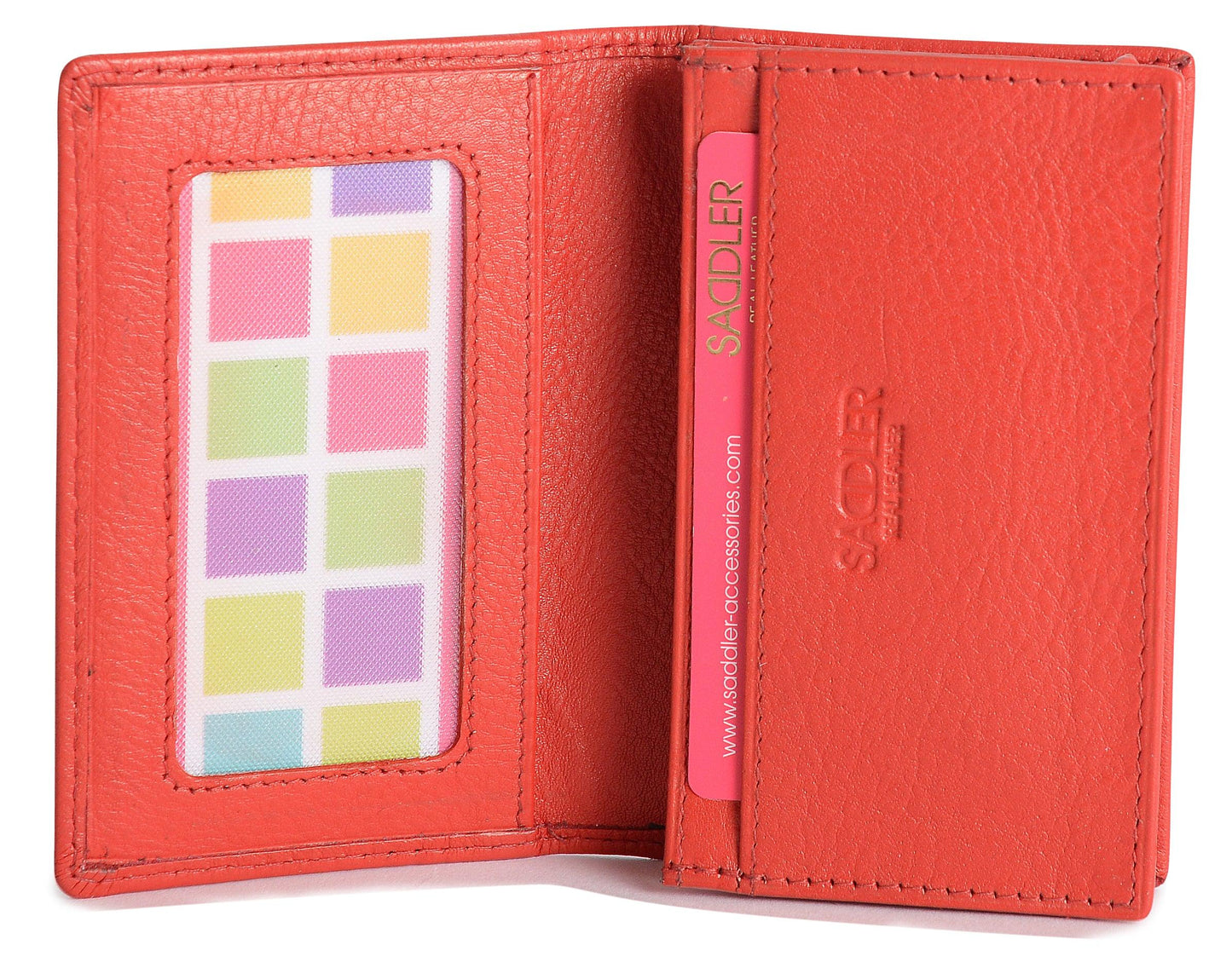SADDLER JESSICA Leather Credit Card Holder with RFID Protection - 2 Sections and ID Window