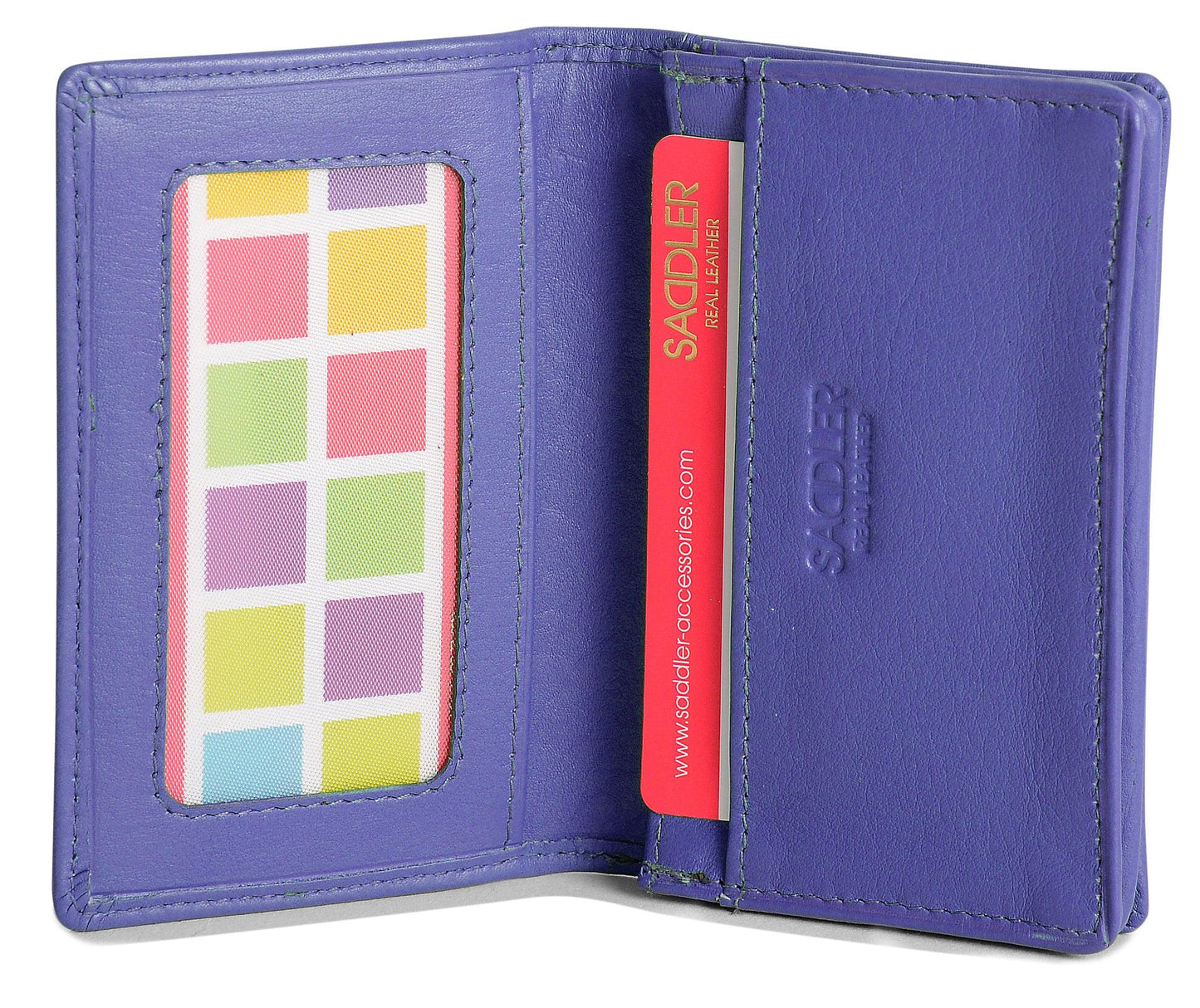 SADDLER JESSICA Leather Credit Card Holder with RFID Protection - 2 Sections and ID Window