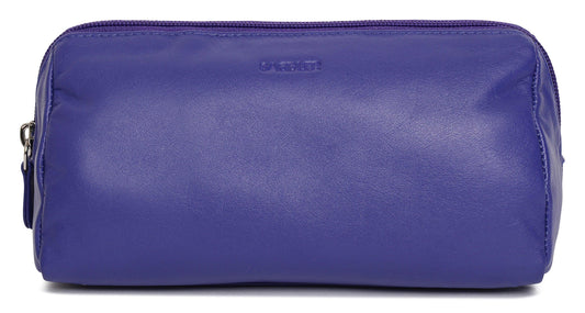 SADDLER MEGAN Leather Zip Top Cosmetic Bag - Large Capacity and Inner Zip Pocket - RFID Protected