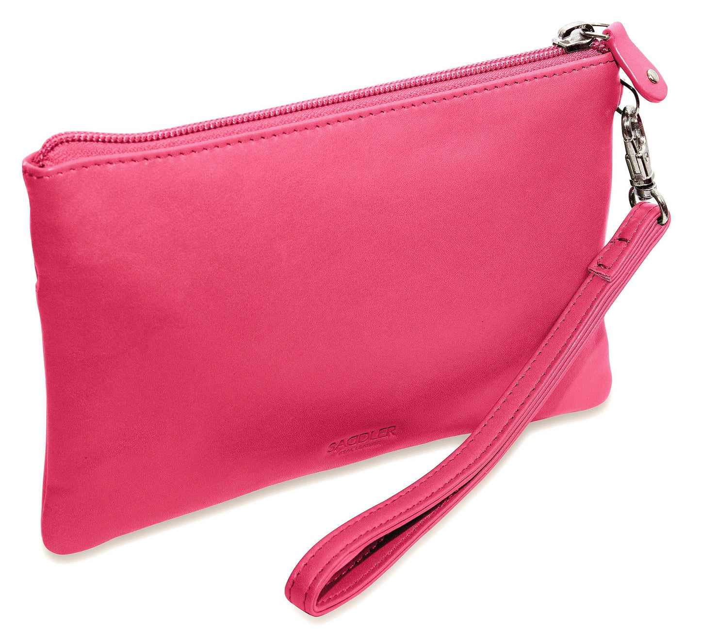 SADDLER SCARLETT Leather Zip Top Mini Clutch - Phone Holder with Detachable Wrist Strap - RFID Protected