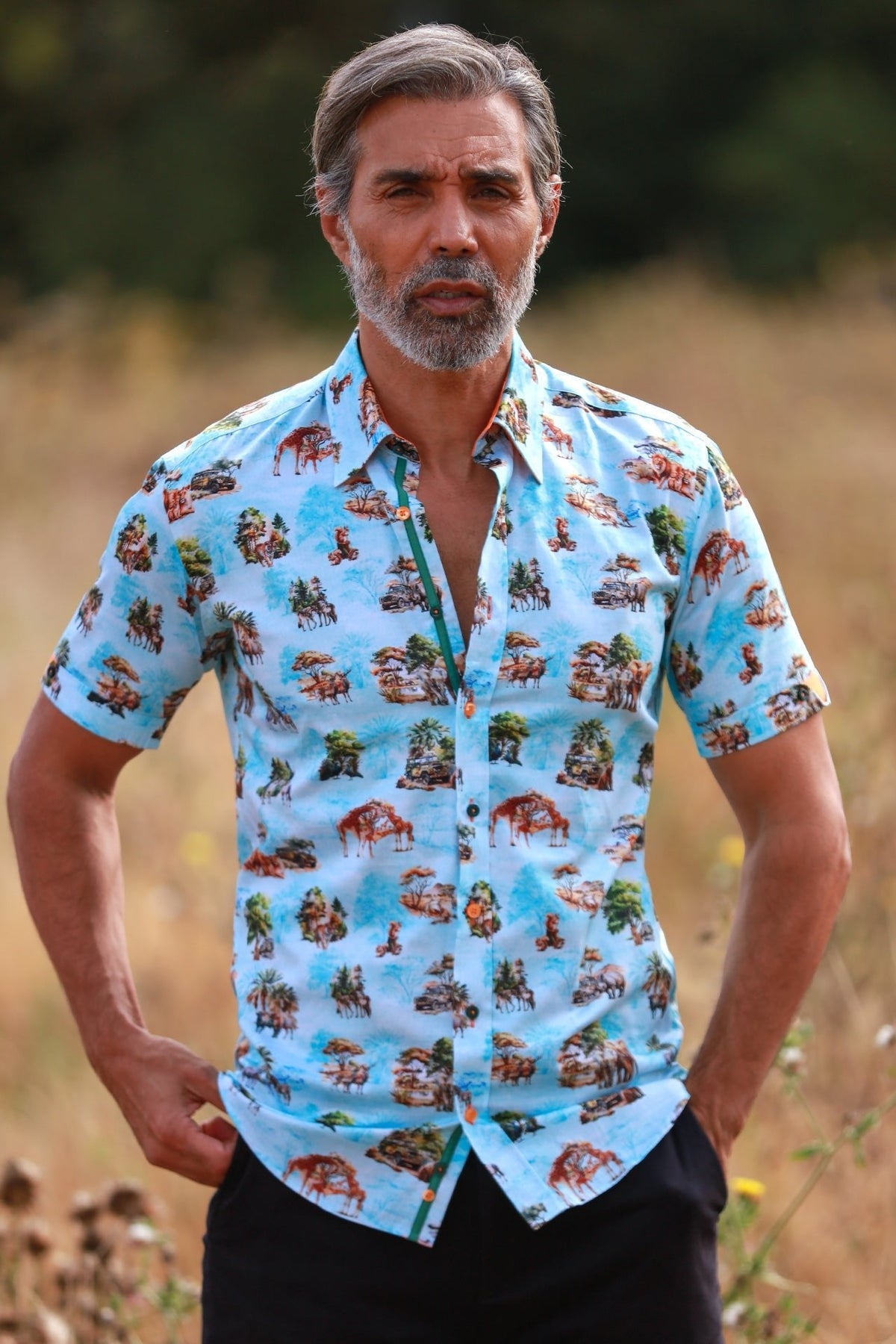 Safari Animal Print Short Sleeve Shirt
