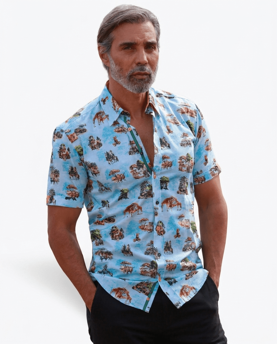 Safari Animal Print Short Sleeve Shirt