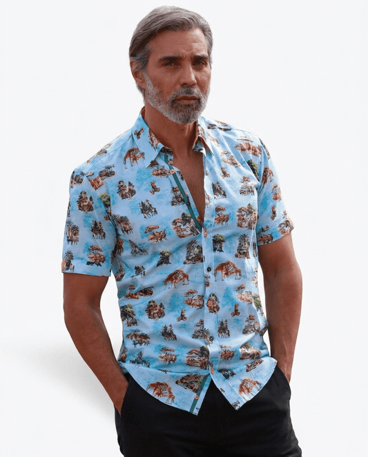 Safari Animal Print Short Sleeve Shirt