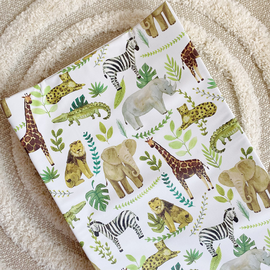 Anti-Roll Wedge Changing Mat - Safari Animals Print