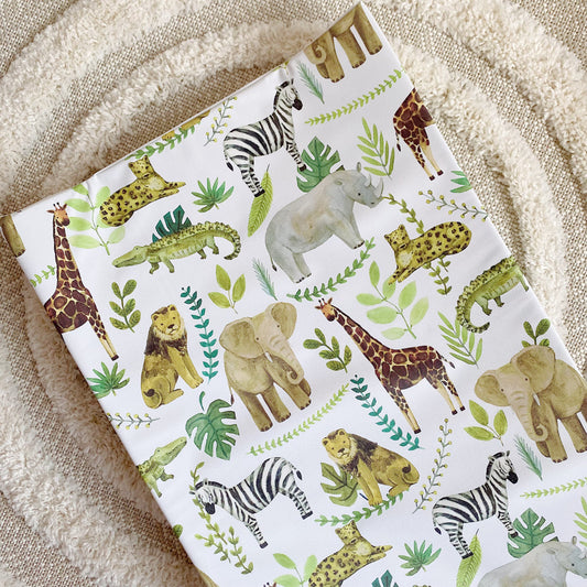 Anti-Roll Wedge Changing Mat - Safari Animals Print