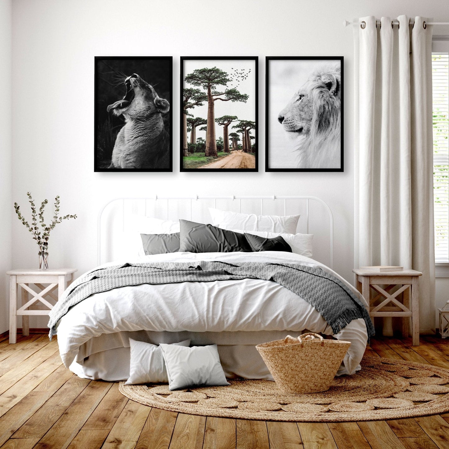 Safari Bedrooms | Set of 3 African Wildlife Wall art Prints