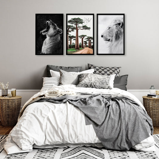 Safari Bedrooms | Set of 3 African Wildlife Wall art Prints