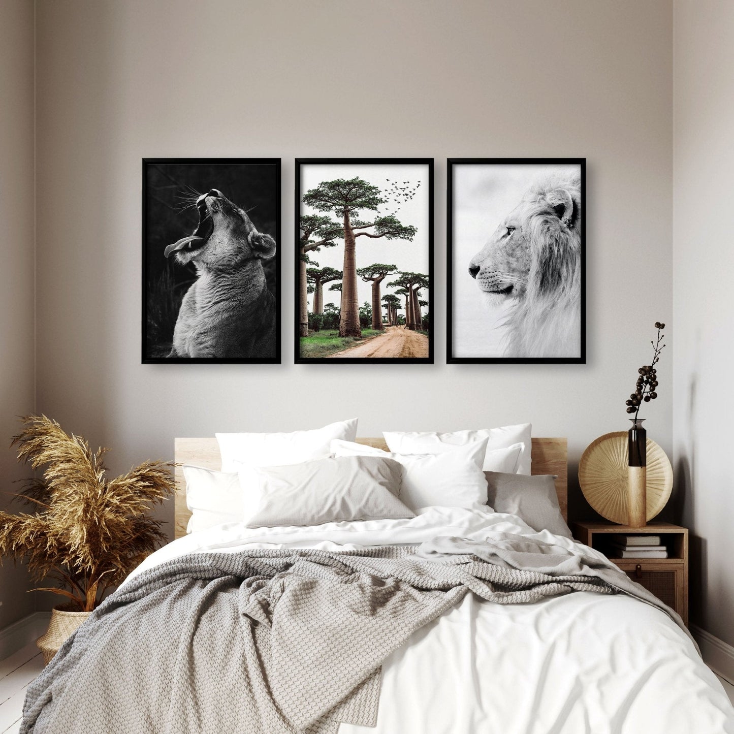 Safari Bedrooms | Set of 3 African Wildlife Wall art Prints
