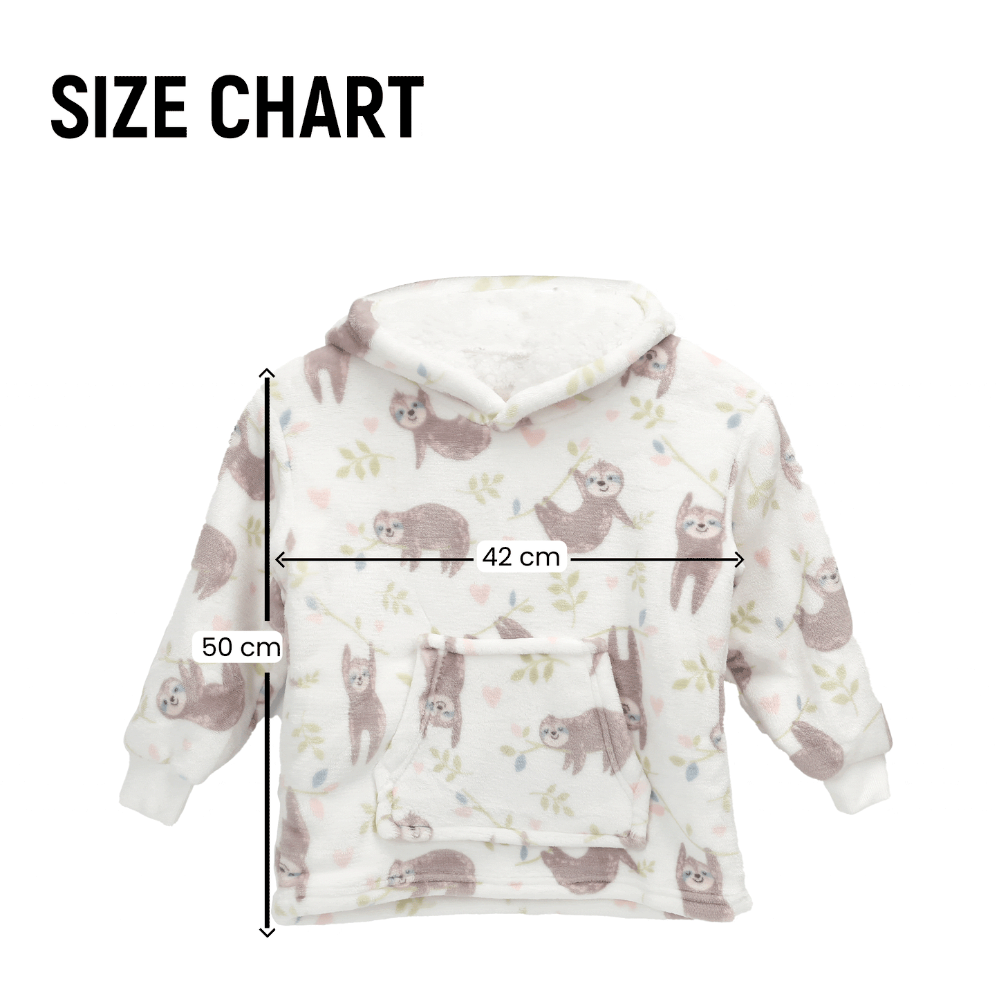 Kids Hoodie Safari & Sloth Blanket for Toddlers Ages 0-4 Unisex Warm Fluffy Wearable Sweatshirt with Pocket by Daisy Dreamer