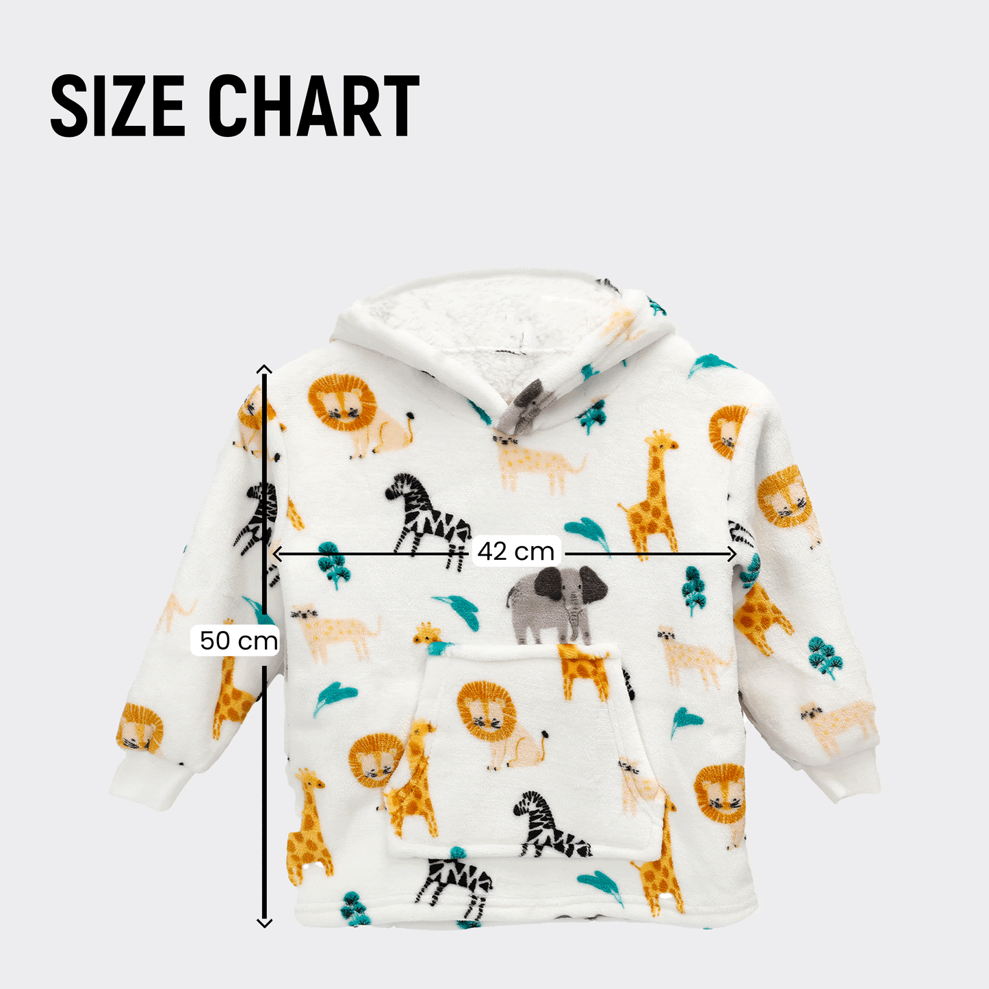 Kids Hoodie Safari & Sloth Blanket for Toddlers Ages 0-4 Unisex Warm Fluffy Wearable Sweatshirt with Pocket by Daisy Dreamer