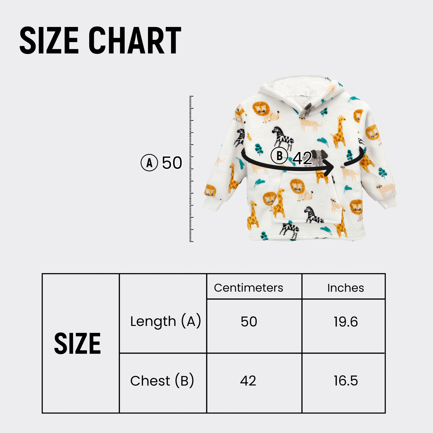 Kids Hoodie Safari & Sloth Blanket for Toddlers Ages 0-4 Unisex Warm Fluffy Wearable Sweatshirt with Pocket by Daisy Dreamer